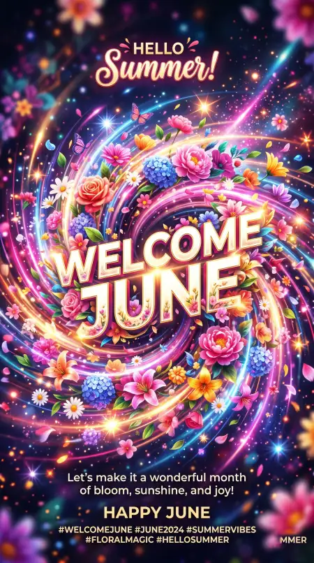Welcome June 2026 New Month Wishes Instagram Post - Free Welcome June Download