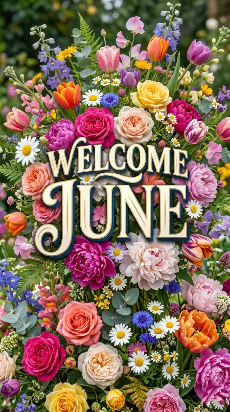 Welcome June Colorful Flowers Images - Free Welcome June Download