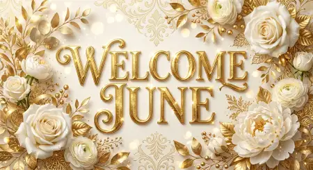 Welcome June Luxury Gold Text Wallpaper - Free Welcome June Download