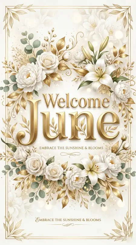 Welcome June Vintage Floral Design - Free Welcome June Download