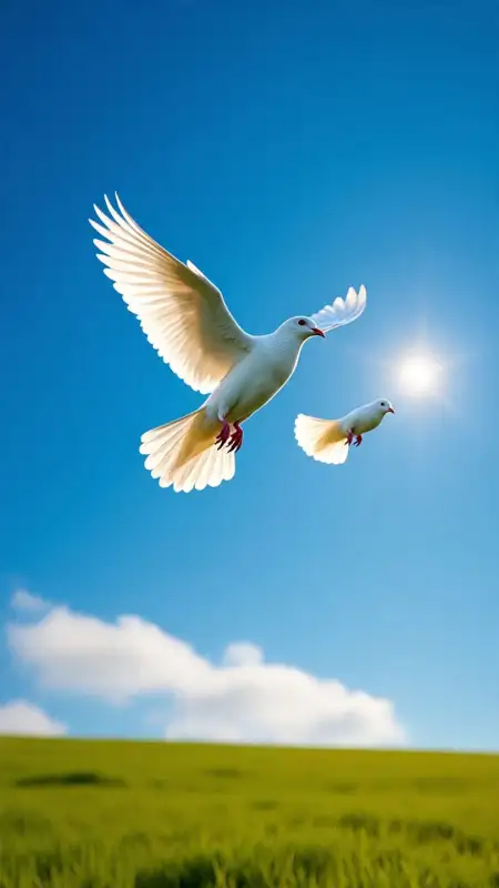 White Dove Flying In Blue Sky Clipart - Free Blue Clipart Download