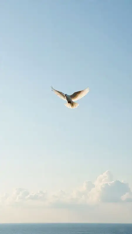 White Dove Flying In Blue Sky Illustration Free - Free Blue Sky Download