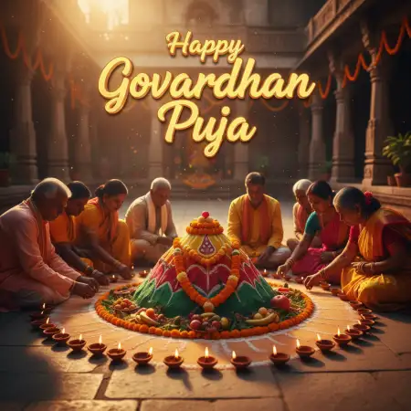 Woman Applying Turmeric And Vermilion For Ritual - Free Happy Govardhan Puja 2025 Download