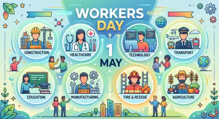 Workers Day Illustration Images - Free International Labor Day Wishes 2026 Download