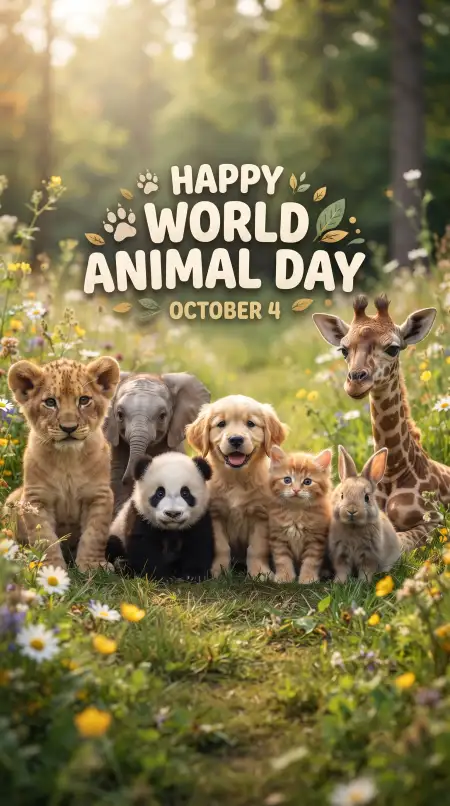 world animal day cute animals png 2026 - World Animal Day 2026