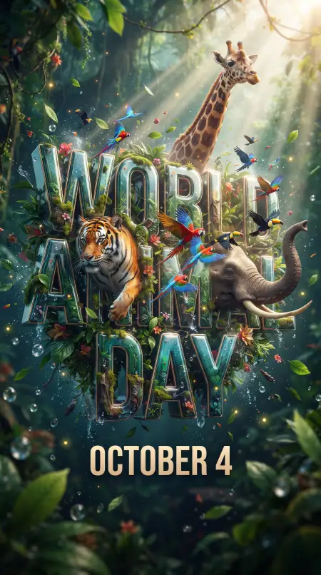 world animal day endangered animals poster 2026 - World Animal Day 2026