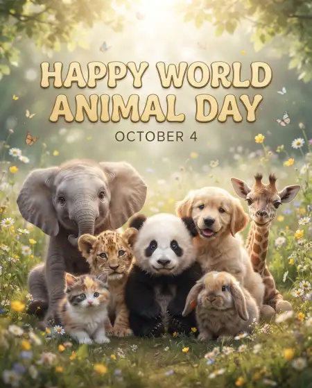 world animal day greeting card 2026