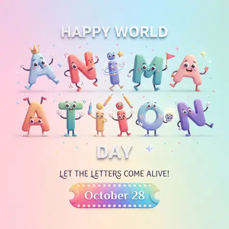 world animation day 2026 cartoon typography design - World Animation Day 2026