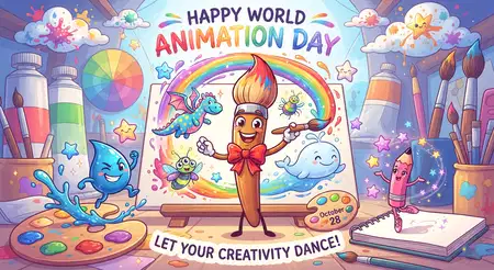 world animation day 2026 colorful cartoon art - World Animation Day 2026