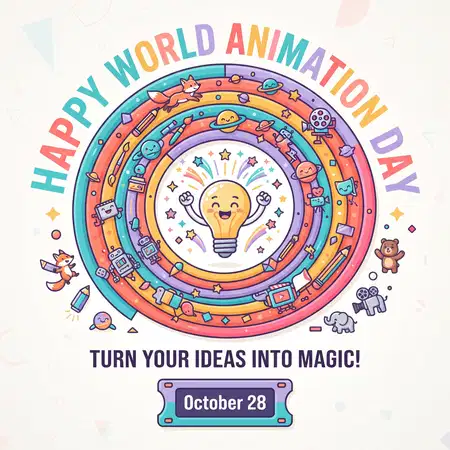 world animation day 2026 colorful vector design - World Animation Day 2026