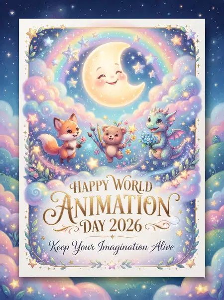 world animation day 2026 cute animation poster - World Animation Day 2026
