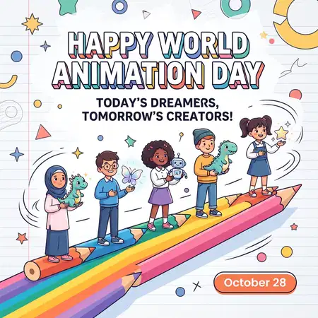 world animation day 2026 kids cartoon poster - World Animation Day 2026