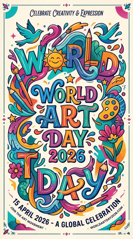 Free World Art Day Typography Poster 2 Image Download