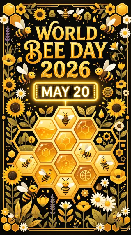 World Bee Day 2026 Black And Yellow Theme Design - Free World Bee Day 2026 Download