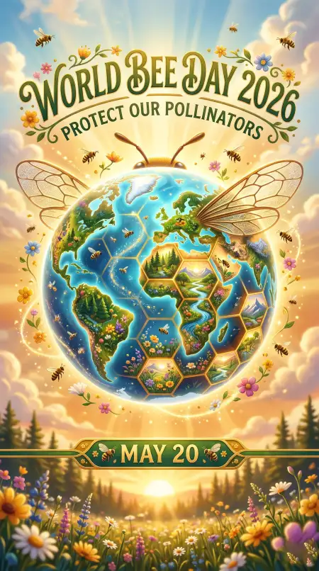 World Bee Day 2026 Earth Protection Poster - Free World Bee Day 2026 Download