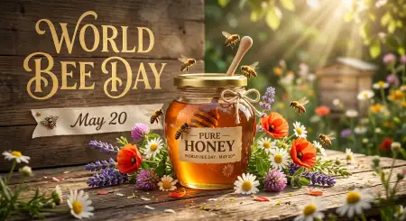 World Bee Day 2026 Golden Honey Theme - Free World Bee Day 2026 Download