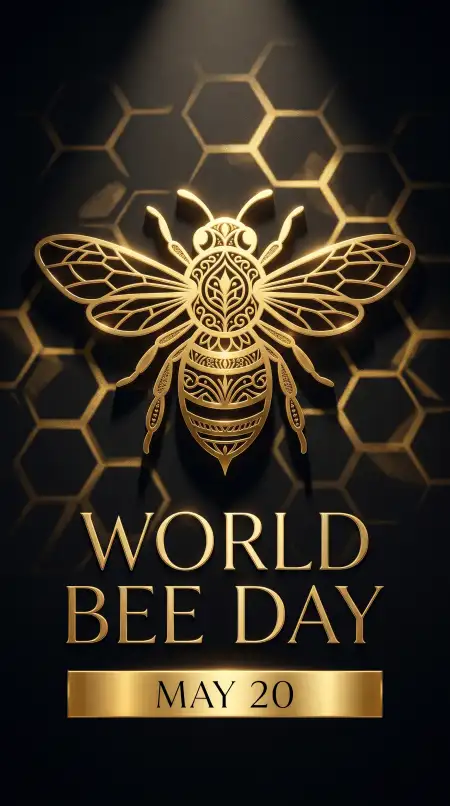 World Bee Day 2026 Luxury Gold Black Poster - Free World Bee Day 2026 Download