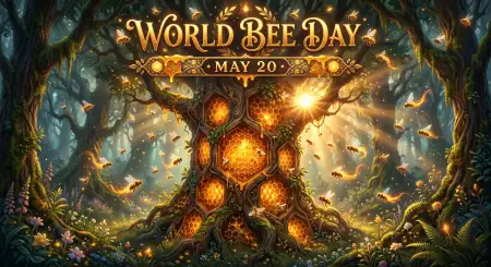 World Bee Day 2026 Magical Forest Bee Art - Free World Bee Day 2026 Download