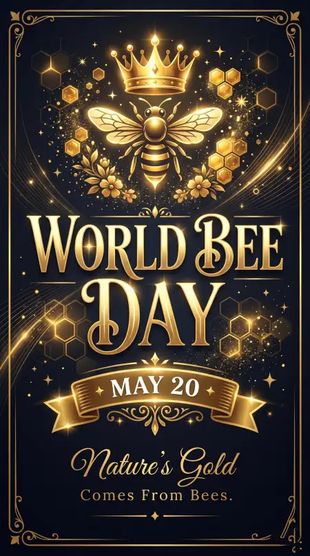 World Bee Day 2026 Modern Typography Poster - Free World Bee Day 2026 Download