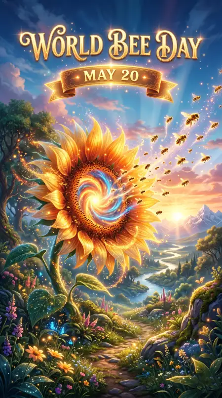 World Bee Day 2026 Sunrise Nature Background - Free World Bee Day 2026 Download