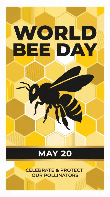 World Bee Day 2026 Typography Poster - Free World Bee Day 2026 Download