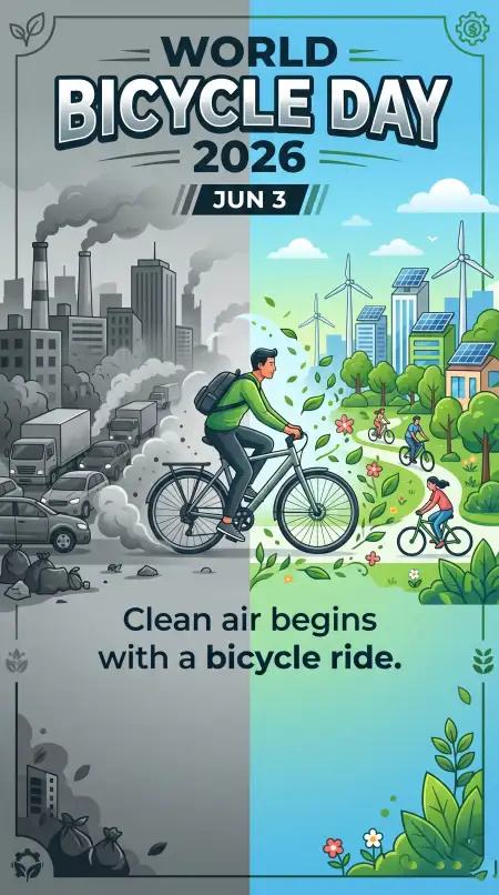 World Bicycle Day 2026 Clean Air Poster - Free World Bicycle Day 2026 Download