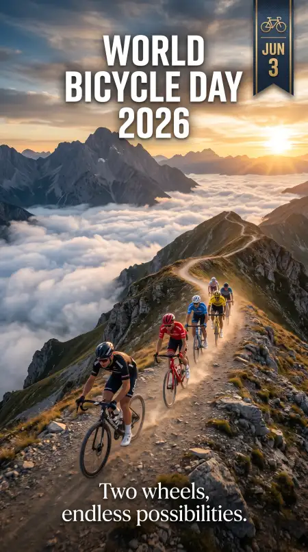 World Bicycle Day 2026 Cycling Benefits Poster - Free World Bicycle Day 2026 Download