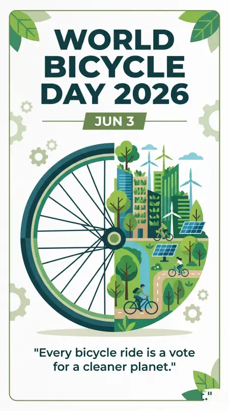 World Bicycle Day 2026 Green City Poster - Free World Bicycle Day 2026 Download