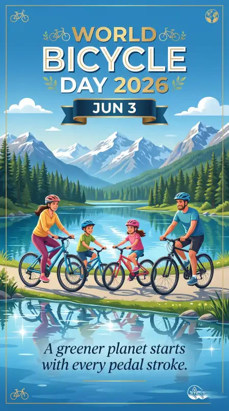 World Bicycle Day 2026 Kids Cycling Poster - Free World Bicycle Day 2026 Download