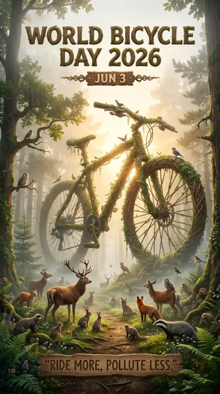 World Bicycle Day 2026 Mountain Bike Poster - Free World Bicycle Day 2026 Download
