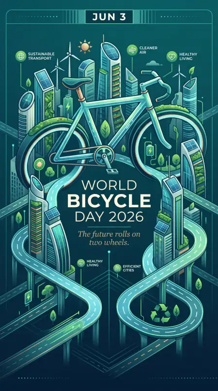 World Bicycle Day 2026 Typography Poster - Free World Bicycle Day 2026 Download
