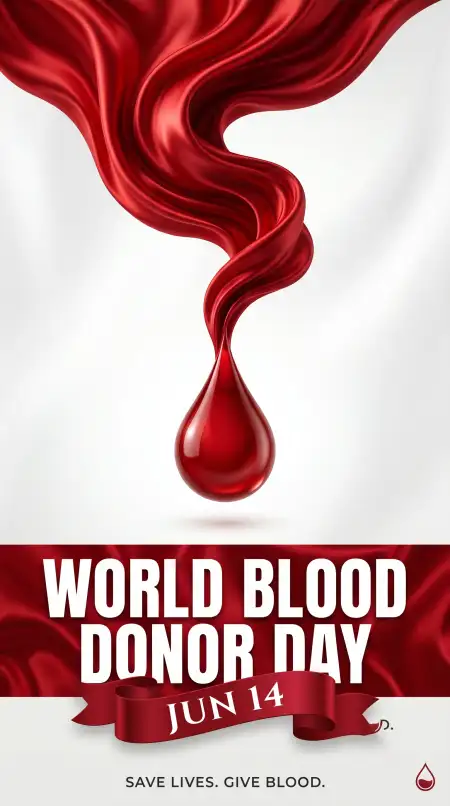 World Blood Donor Day 2026 Bold Typography Awareness Poster - Free World Blood Donor Day 2026 Download