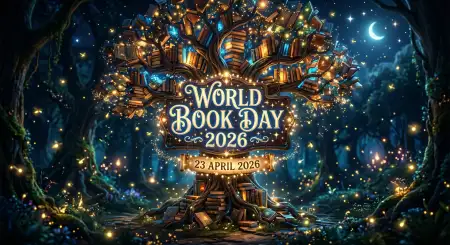 World Book Day Open Book Glowing Light Prompt - Free World Book Day 2026 Download