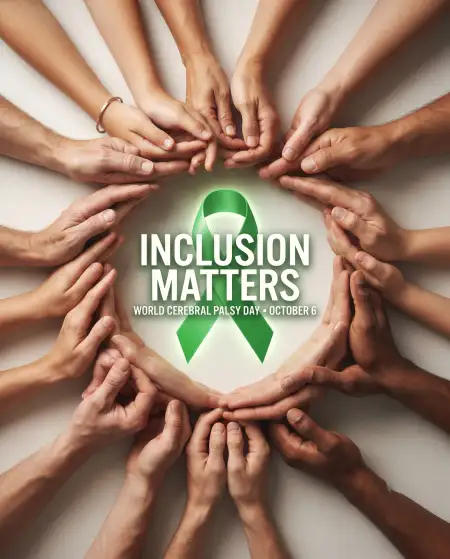 world cerebral palsy day green ribbon background 2026 - World Teachers Day 2026 Background