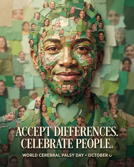world cerebral palsy day green ribbon poster 2026