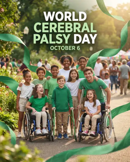 world cerebral palsy day green theme poster 2026