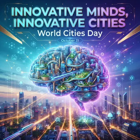 world cities day 2026 creative design - Happy World Cities Day 2026