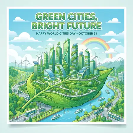 world cities day 2026 green buildings illustration