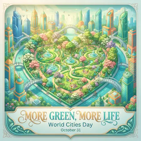 world cities day 2026 green city illustration