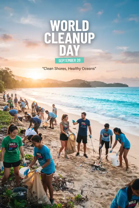 world cleanup day beach cleaning image