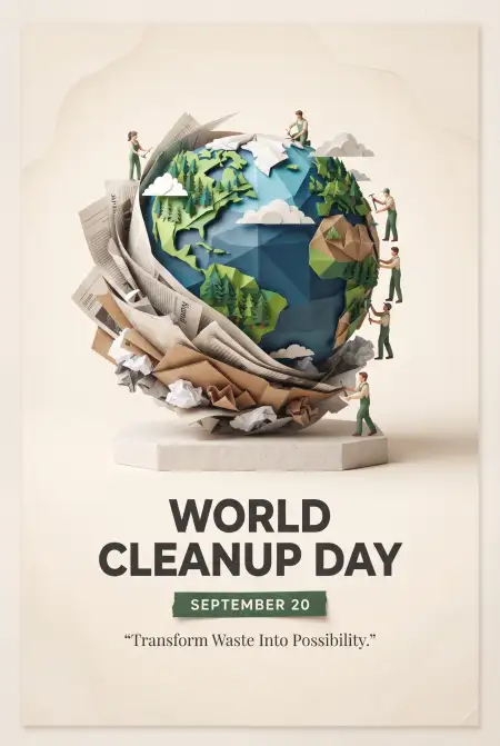 world cleanup day garbage collection illustration