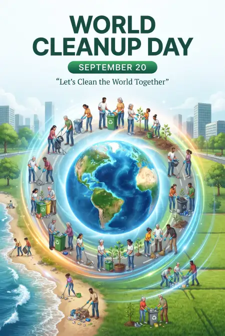 world cleanup day green earth poster