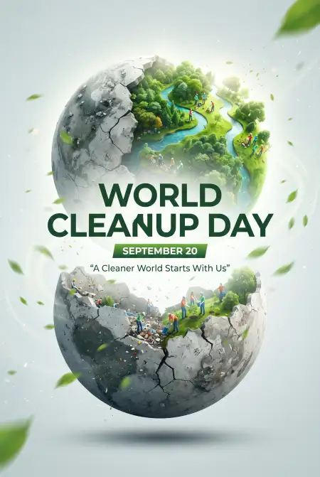 world cleanup day green planet illustration