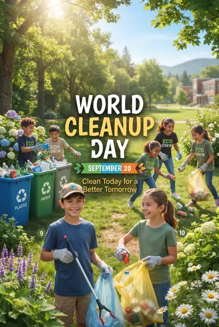 world cleanup day kids cleaning environment