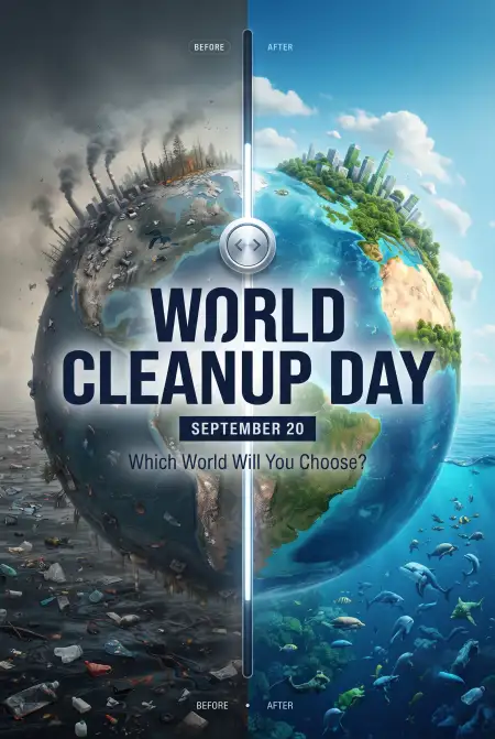 world cleanup day plastic cleanup poster