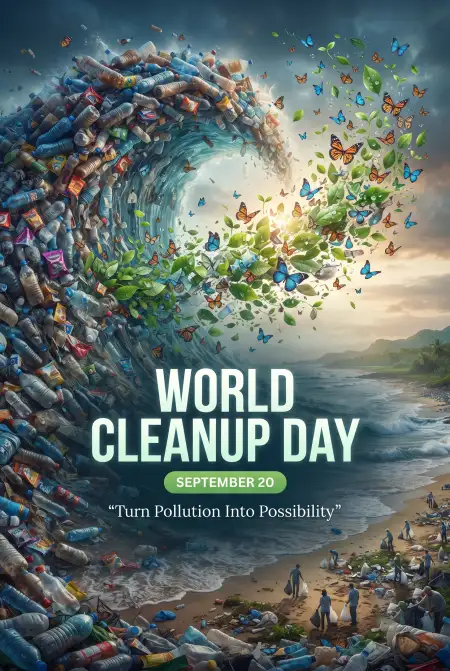 world cleanup day plastic pollution poster