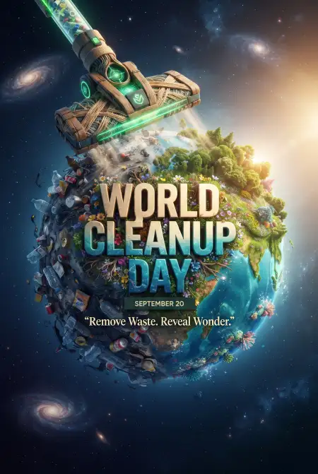 world cleanup day reduce reuse recycle poster
