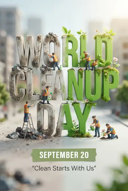 world cleanup day waste management poster