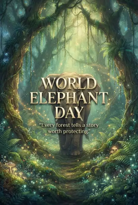 World Elephant Day 2026 Elephant In Forest Illustration - Free World Elephant Day 2026 Download