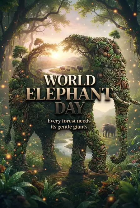 World Elephant Day 2026 Forest Elephant Poster - Free World Elephant Day 2026 Download